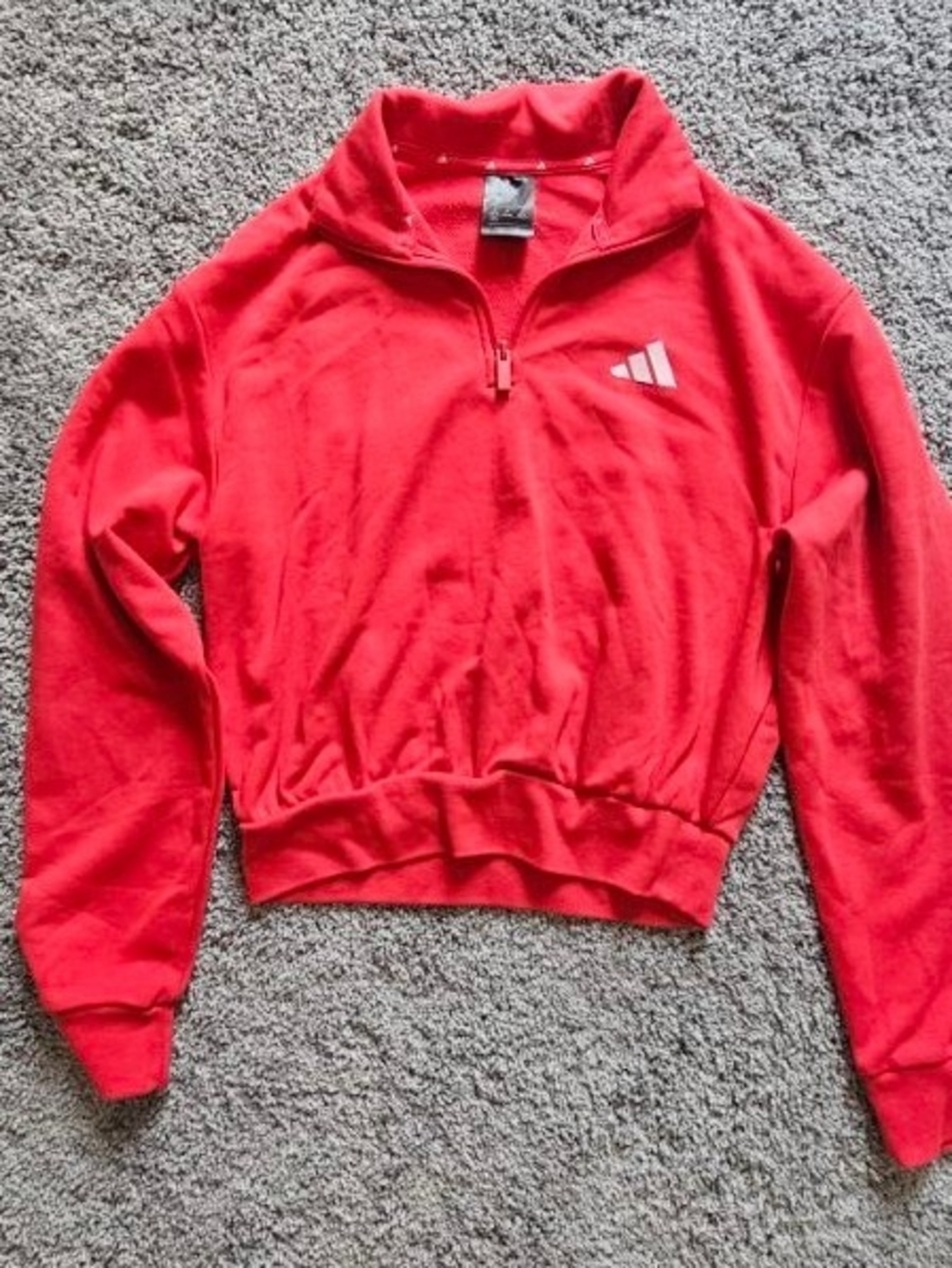 Adidas Red Half-Zip Cowl Pullover Cropped Sweater